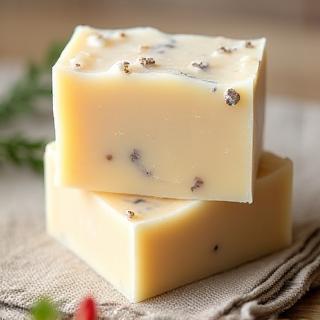 Stack of handmade natural soap bars